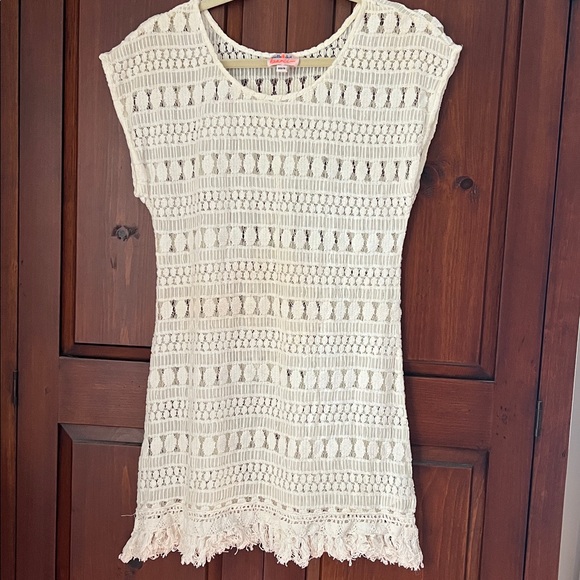 Stella & Dot White Lace Knit Top/Coverup - Picture 1 of 3